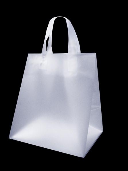 4" 100 White Patch Handle Carrier Gift Retail Shopping Plastic Bags 12" x 12"