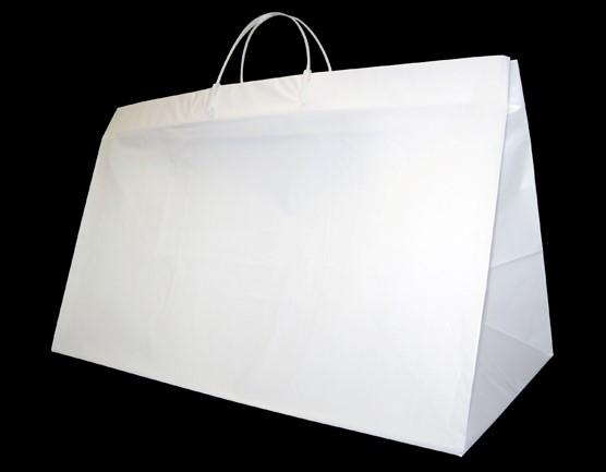 300x New White Patch Handle Carrier Gift Retail Shopping Plastic Bags 22"X18"+3 